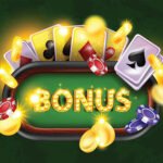 3D online casino welcome bonus background, vector reward game poster green poker table, playing card. Gambling extra loyalty offer, flying chips, winner competition banner. Casino bonus backdrop